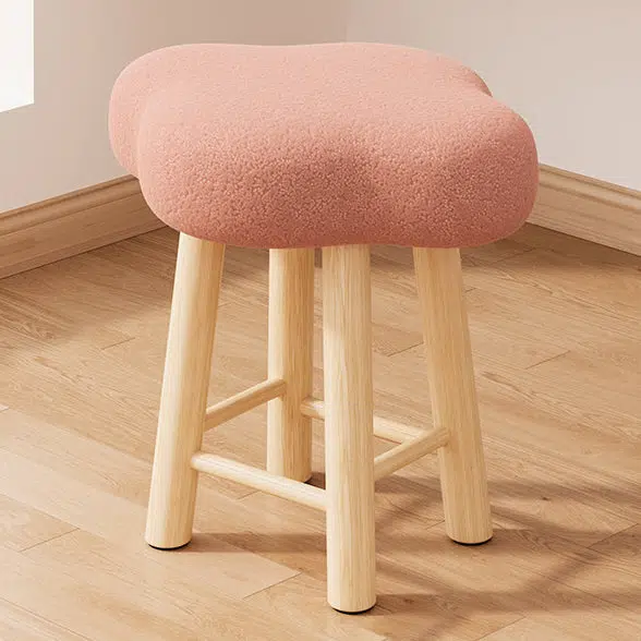DFM-Chair-FM01222-2.jpg Contemporary Creative Cloud Shape Fabric Lambswool Wood Vanity Stool For Bedroom - Image 9