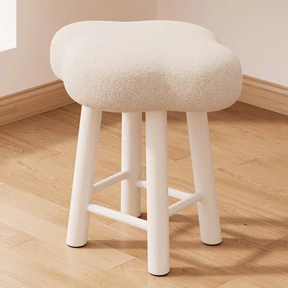 DFM-Chair-FM01222-6.jpg Contemporary Creative Cloud Shape Fabric Lambswool Wood Vanity Stool For Bedroom - Image 13