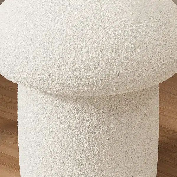 Contemporary Scandinavian Creative Mushroom Round Cylinder Wood Lambswool Vanity Stool For Bedroom - Image 8