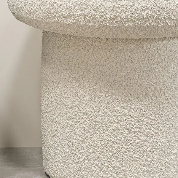 Contemporary Scandinavian Creative Mushroom Round Cylinder Wood Lambswool Vanity Stool For Bedroom - Image 5