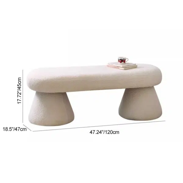 Contemporary Nordic Rectangle Wood Fabric Bench Chair For Bedroom - Image 4