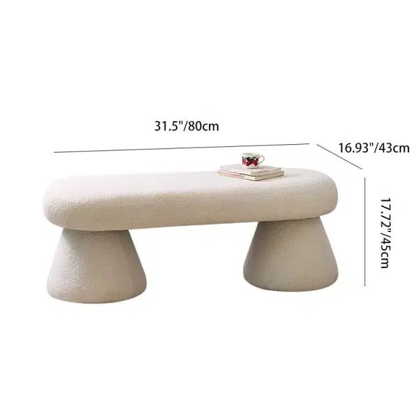 Contemporary Nordic Rectangle Wood Fabric Bench Chair For Bedroom - Image 5