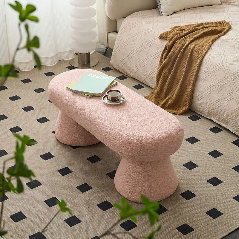 DFM-Chair-FM01233-2.jpg Contemporary Nordic Rectangle Wood Fabric Bench Chair For Bedroom - Image 1