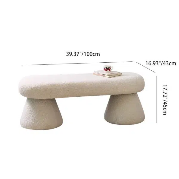 Contemporary Nordic Rectangle Wood Fabric Bench Chair For Bedroom - Image 6