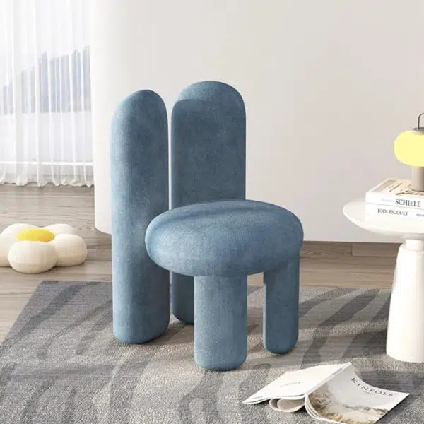 Contemporary Creative Rabbit Ears Round Cylinder Metal Lambswool Vanity Stool Backrest For Bedroom - Image 9