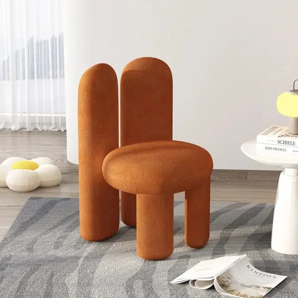 Contemporary Creative Rabbit Ears Round Cylinder Metal Lambswool Vanity Stool Backrest For Bedroom - Image 12