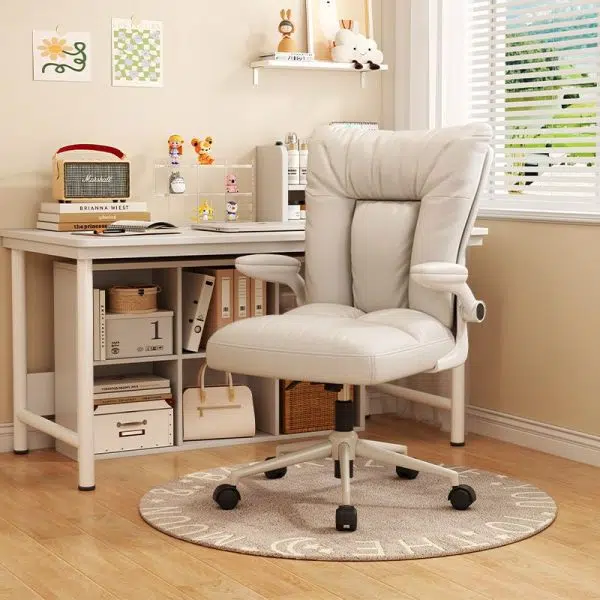 Modern Minimalist Movable Swivel Rectangle Square Fabric Nylon Steel Plastic Desk Chair Backrest Armrest For Home Office