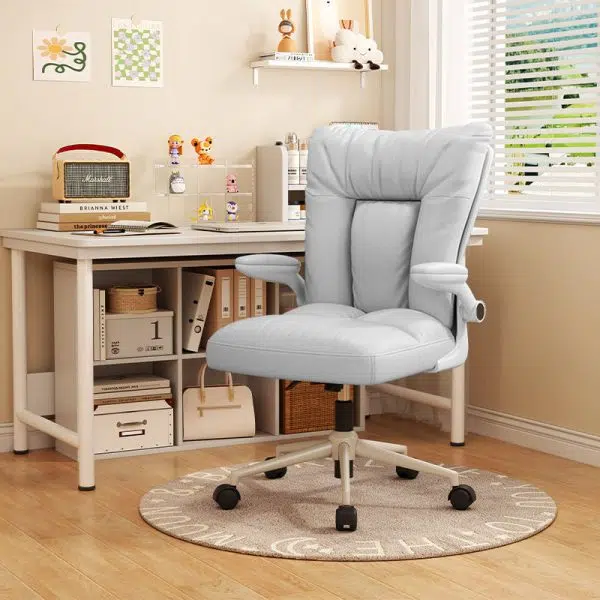 Modern Minimalist Movable Swivel Rectangle Square Fabric Nylon Steel Plastic Desk Chair Backrest Armrest For Home Office - Image 2