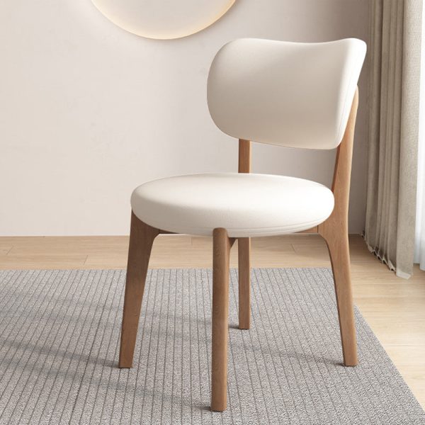 Contemporary Scandinavian Round Curve Oak Leather Dining Chair Backrest For Dining Room - Image 14