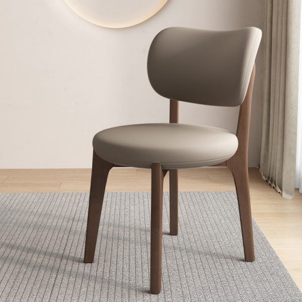 Contemporary Scandinavian Round Curve Oak Leather Dining Chair Backrest For Dining Room - Image 15