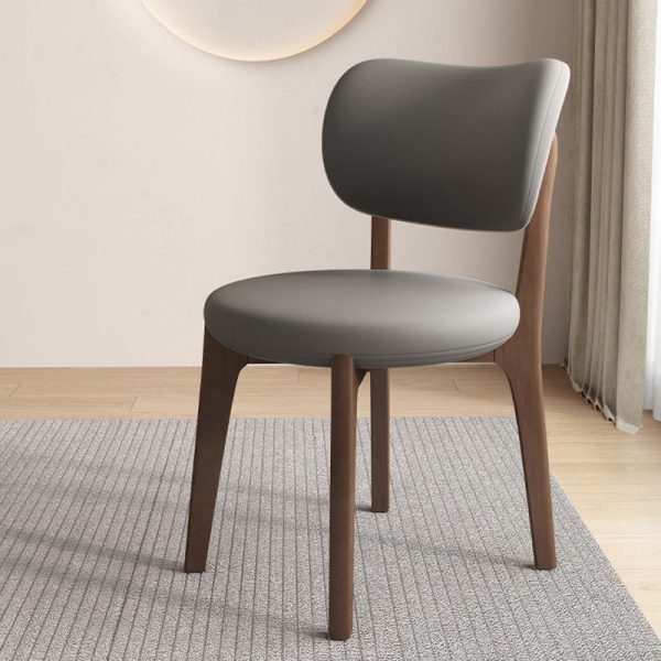 Contemporary Scandinavian Round Curve Oak Leather Dining Chair Backrest For Dining Room - Image 20