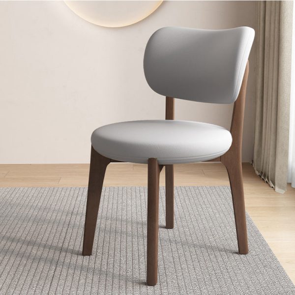 Contemporary Scandinavian Round Curve Oak Leather Dining Chair Backrest For Dining Room - Image 21