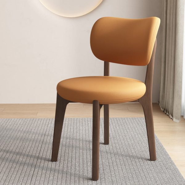 Contemporary Scandinavian Round Curve Oak Leather Dining Chair Backrest For Dining Room - Image 22