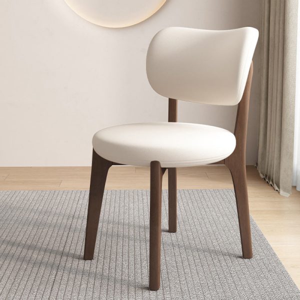 Contemporary Scandinavian Round Curve Oak Leather Dining Chair Backrest For Dining Room - Image 23