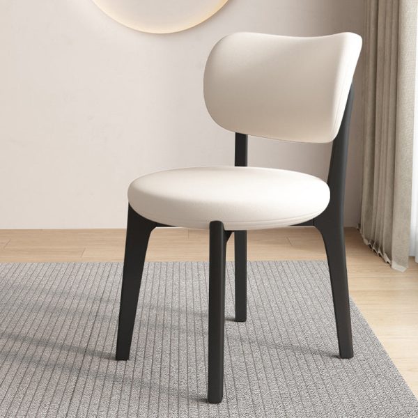 Contemporary Scandinavian Round Curve Oak Leather Dining Chair Backrest For Dining Room - Image 24