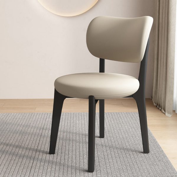 Contemporary Scandinavian Round Curve Oak Leather Dining Chair Backrest For Dining Room - Image 25
