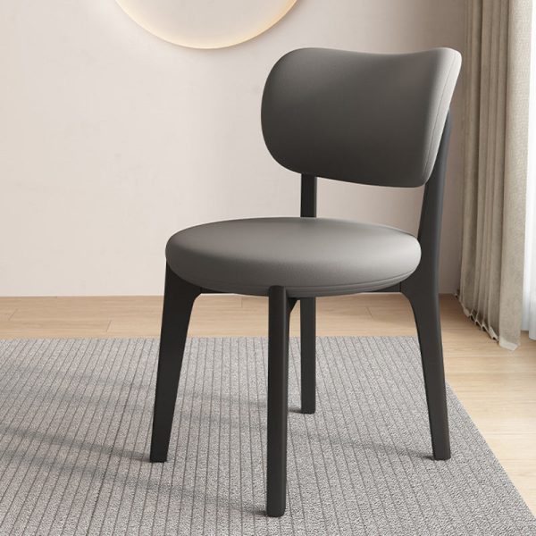Contemporary Scandinavian Round Curve Oak Leather Dining Chair Backrest For Dining Room - Image 17
