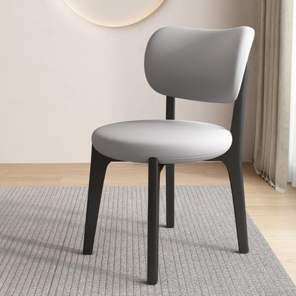 Contemporary Scandinavian Round Curve Oak Leather Dining Chair Backrest For Dining Room - Image 18