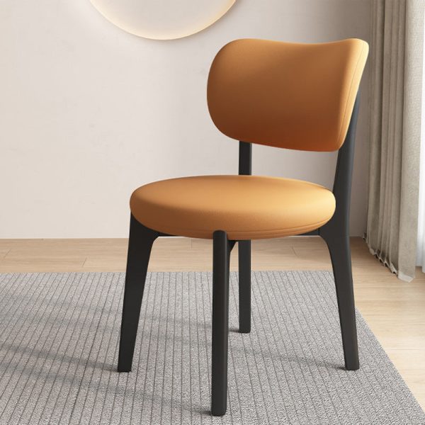 Contemporary Scandinavian Round Curve Oak Leather Dining Chair Backrest For Dining Room - Image 19