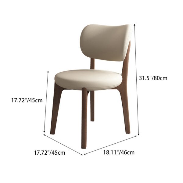 Contemporary Scandinavian Round Curve Oak Leather Dining Chair Backrest For Dining Room - Image 4