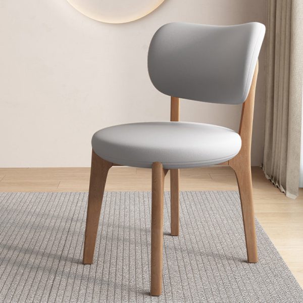 Contemporary Scandinavian Round Curve Oak Leather Dining Chair Backrest For Dining Room - Image 12