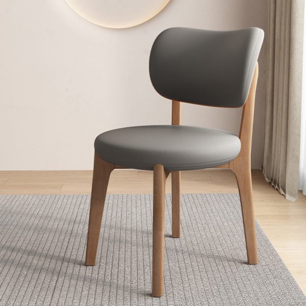 Contemporary Scandinavian Round Curve Oak Leather Dining Chair Backrest For Dining Room - Image 13