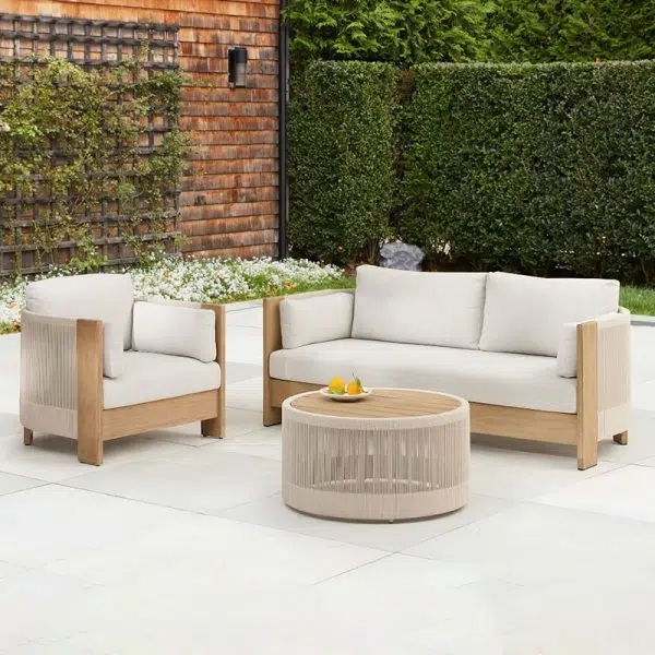 Modern Luxury Square Solid Wood Sponge Rope Outdoor Sofa Backrest Armrest For Outdoor - Image 3