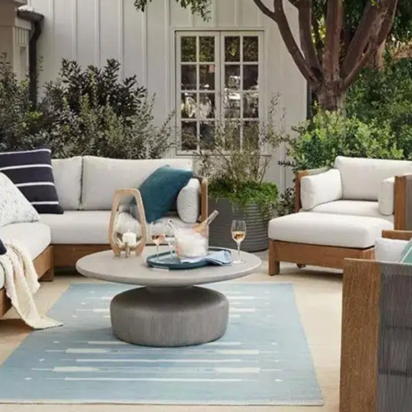 Modern Luxury Square Solid Wood Sponge Rope Outdoor Sofa Backrest Armrest For Outdoor - Image 2