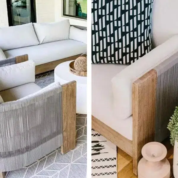 Modern Luxury Square Solid Wood Sponge Rope Outdoor Sofa Backrest Armrest For Outdoor - Image 8