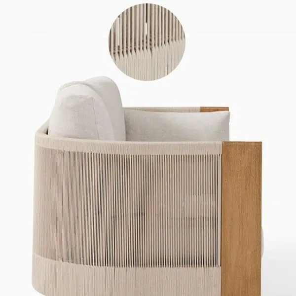 Modern Luxury Square Solid Wood Sponge Rope Outdoor Sofa Backrest Armrest For Outdoor - Image 12