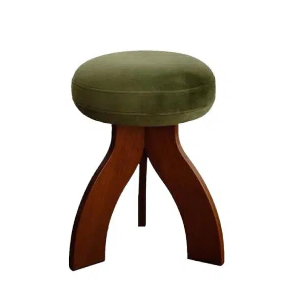 Contemporary Creative Round Lambswool Solid Wood Vanity Stool 3-Leg For Bedroom - Image 11