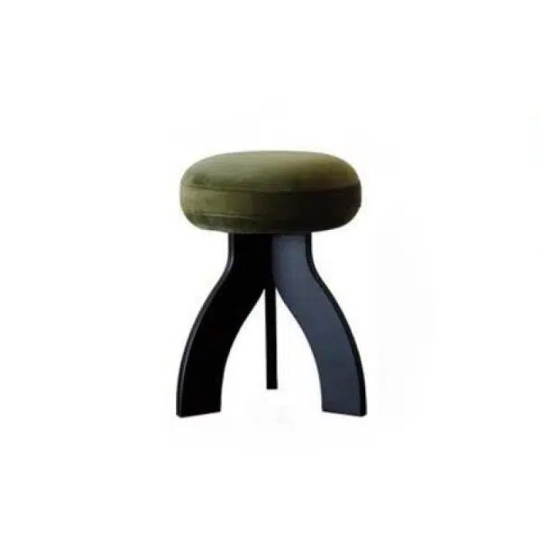 Contemporary Creative Round Lambswool Solid Wood Vanity Stool 3-Leg For Bedroom - Image 7