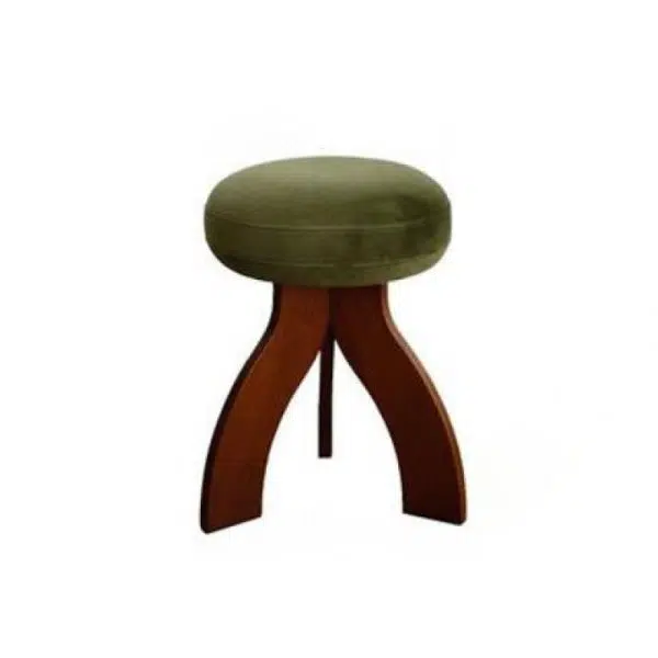 Contemporary Creative Round Lambswool Solid Wood Vanity Stool 3-Leg For Bedroom - Image 9