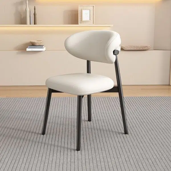 Contemporary Scandinavian Oval Back Solid Wood High Density Sponge Backrest For Dining Room - Image 14