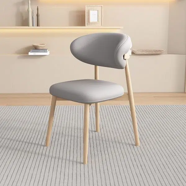 Contemporary Scandinavian Oval Back Solid Wood High Density Sponge Backrest For Dining Room - Image 22