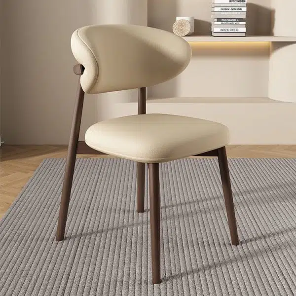 Contemporary Scandinavian Oval Back Solid Wood High Density Sponge Backrest For Dining Room - Image 25