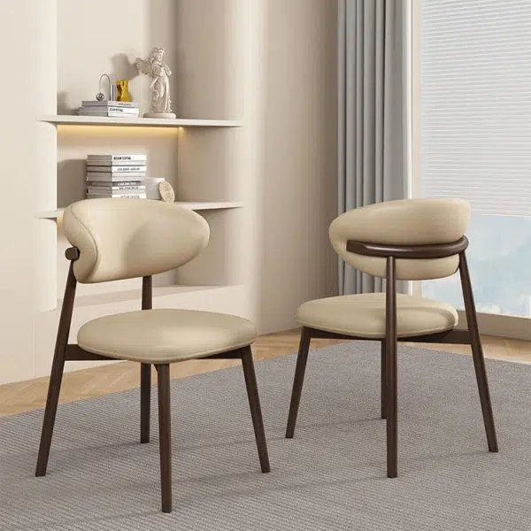 Contemporary Scandinavian Oval Back Solid Wood High Density Sponge Backrest For Dining Room - Image 2