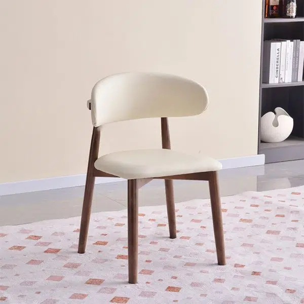 Contemporary Scandinavian Oval Back Solid Wood High Density Sponge Backrest For Dining Room - Image 18