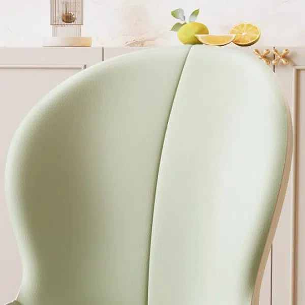 Contemporary Scandinavian Round Back Napa Leather Carbon Steel Dining Chair Backrest For Dining Room - Image 5