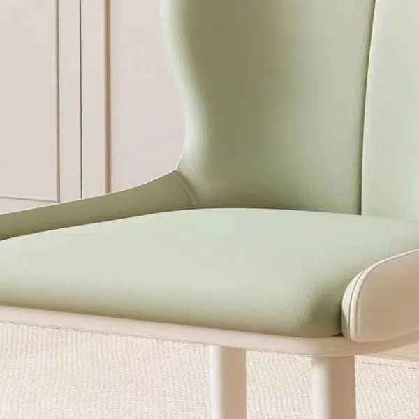 Contemporary Scandinavian Round Back Napa Leather Carbon Steel Dining Chair Backrest For Dining Room - Image 6