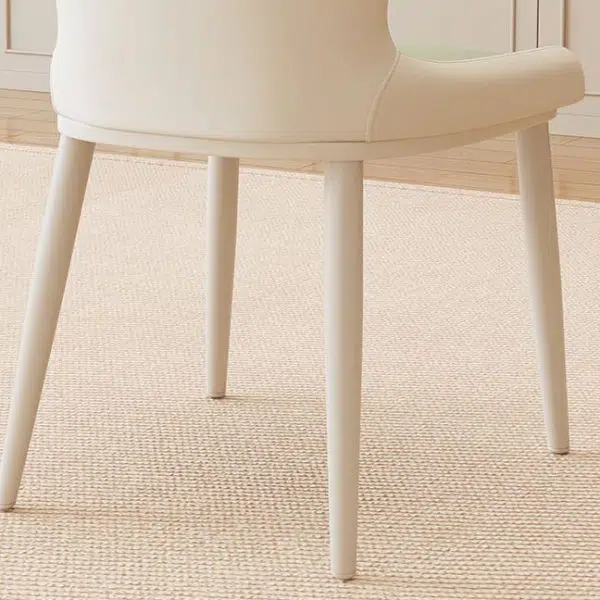 Contemporary Scandinavian Round Back Napa Leather Carbon Steel Dining Chair Backrest For Dining Room - Image 7