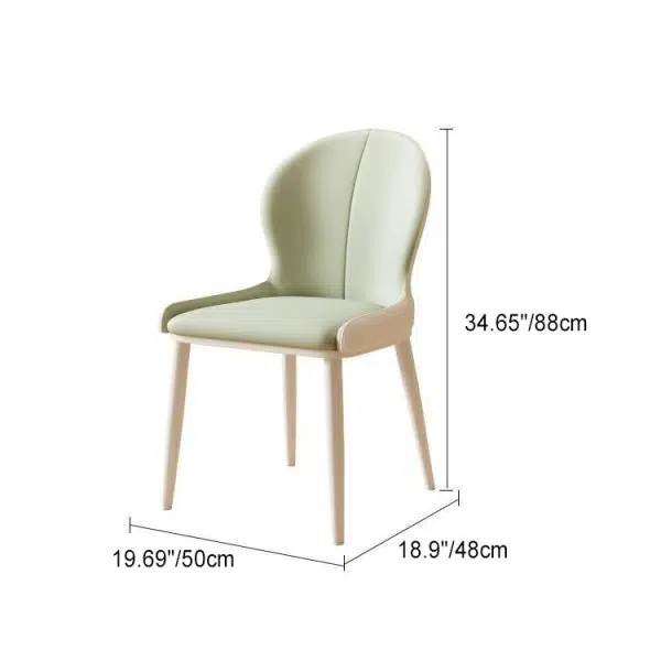 Contemporary Scandinavian Round Back Napa Leather Carbon Steel Dining Chair Backrest For Dining Room - Image 4