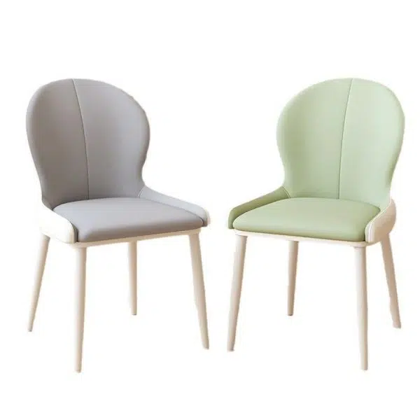 Contemporary Scandinavian Round Back Napa Leather Carbon Steel Dining Chair Backrest For Dining Room - Image 15