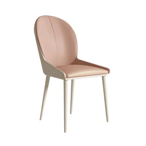 Contemporary Scandinavian Round Back Napa Leather Carbon Steel Dining Chair Backrest For Dining Room - Image 10