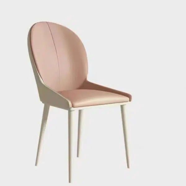 Contemporary Scandinavian Round Back Napa Leather Carbon Steel Dining Chair Backrest For Dining Room - Image 13