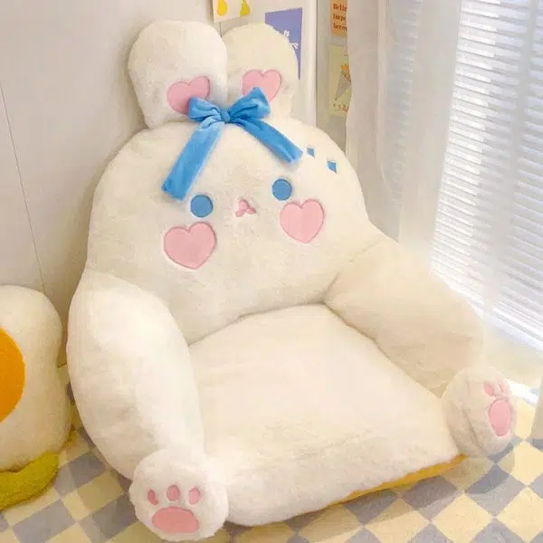 Contemporary Creative Animal Square Artificial Rabbit Fur PP Cotton Recliner Backrest Armrest For Living Room - Image 2
