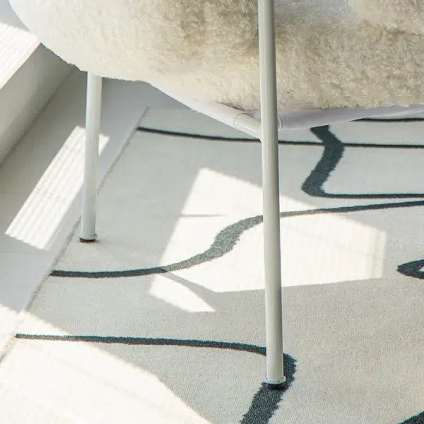 Contemporary Nordic Square Lambswool Metal Accent Chair Backrest Armrest For Living Room - Image 7