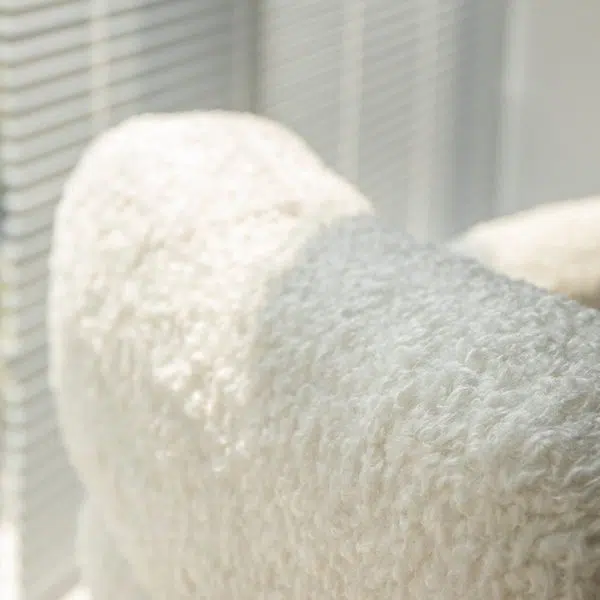 Contemporary Nordic Square Lambswool Metal Accent Chair Backrest Armrest For Living Room - Image 5