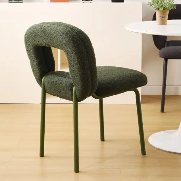 Modern Minimalist Doughnut Square Lambswool Carbon Steel Vanity Stool Backrest For Bedroom - Image 16