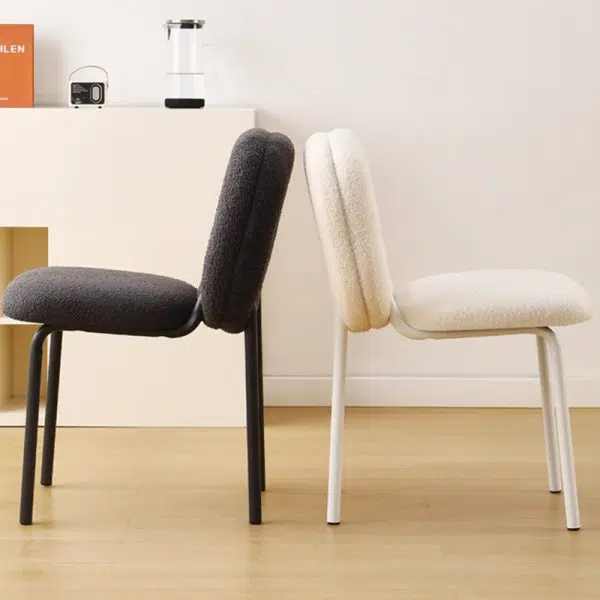 Modern Minimalist Doughnut Square Lambswool Carbon Steel Vanity Stool Backrest For Bedroom - Image 14